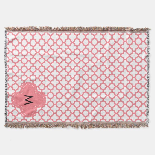 Monogram, Blush Pink Quatrefolienmuster Decke (Vorderseite)