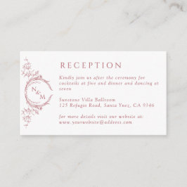 Monogram Blush Pink Watercolor Hochzeitsempfehlung Begleitkarte