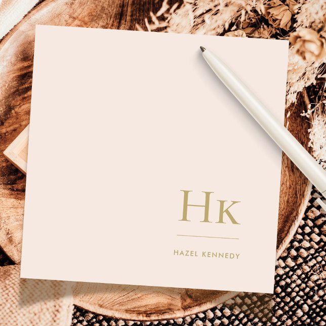 Monogram Blush Simple Feminine Social Notecard Mitteilungskarte (Von Creator hochgeladen)