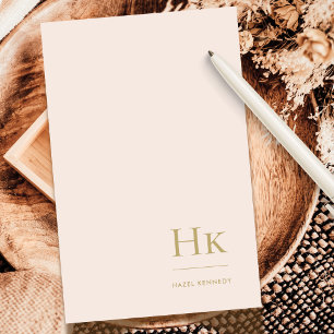 Monogram Blush Simple Feminine Social Notecard Mitteilungskarte
