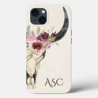Monogram Boho Bläserschädel auf Creme Background Case-Mate iPhone Hülle
