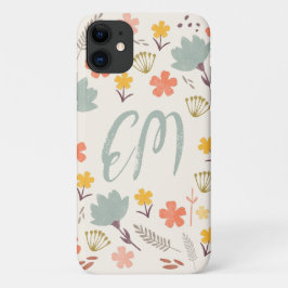 Monogram Boho Blume iPhone Case