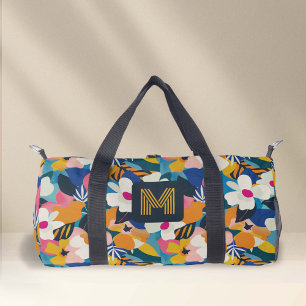 Monogram boho floral Retro 70 Style Dance Duffle Bag