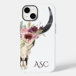 Monogram Boho Floral Skull Case-Mate iPhone 14 Hülle