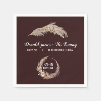 Monogram Boho Terracotta Burnt Braun Hochzeit Napk Serviette