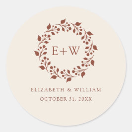 Monogram Boho Terracotta Burnt Orange Aufkleber