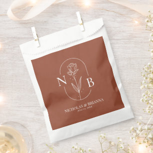 Monogram Boho Terracotta Burnt Orange Wedding Geschenktütchen