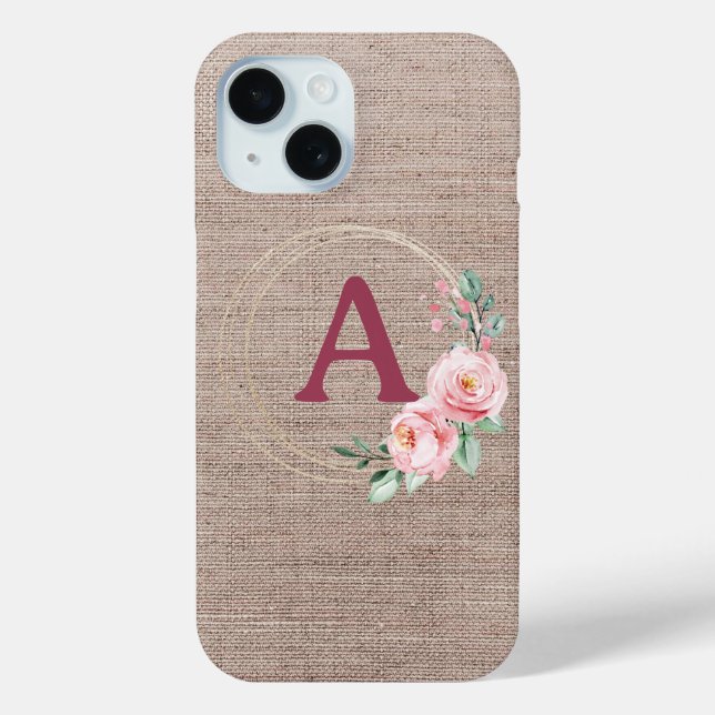 Monogram Boho Wasserfarbe Blume Case-Mate iPhone Hülle (Rückseite)