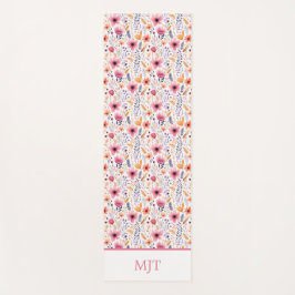 Monogram Boho Wildblumen Rosa Lila orange Beige Yogamatte