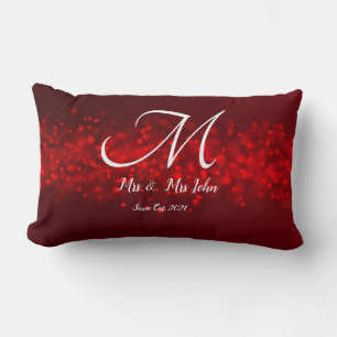 Monogram Bokeh Red Lumbar Pillow Lendenkissen