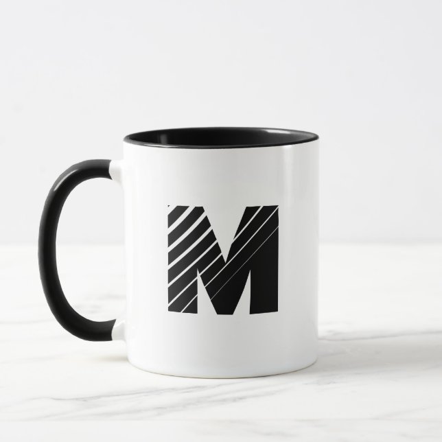 Monogram Bold Modern Black White Mug Tasse (Links)