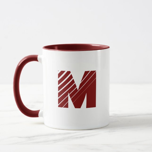 Monogram Bold Modern Marineweißer Becher Tasse (Links)