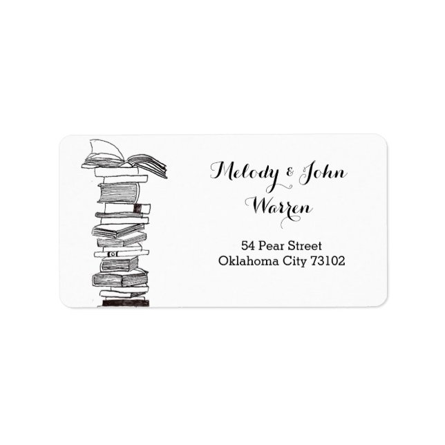 Monogram Booklover Business Address Label Adressaufkleber (Vorne)