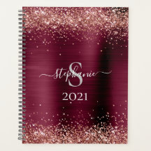 Monogram Bordeaux Braun Faux-Glitter Girly Glam