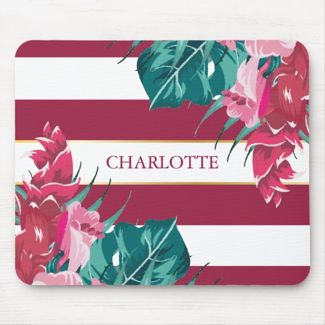 Monogram bordey floral gestreift mousepad (Vorne)