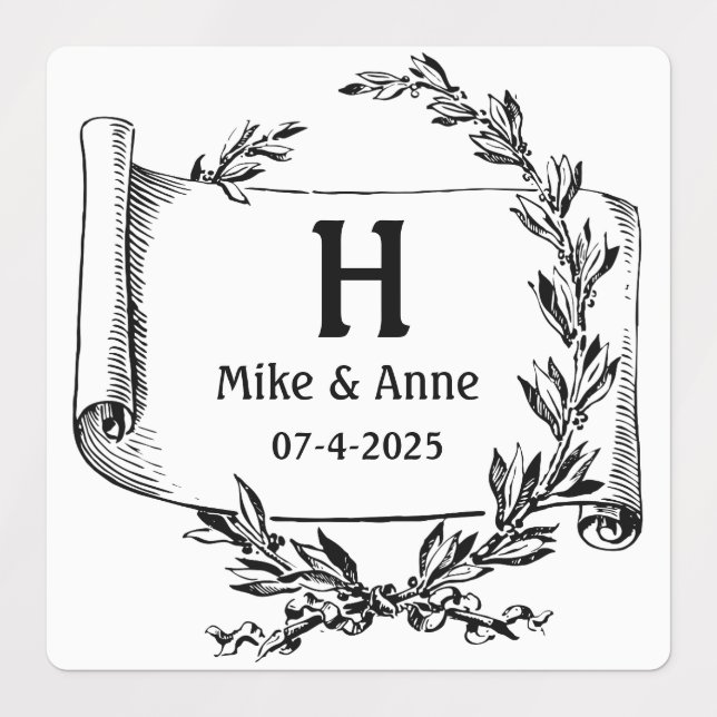 Monogram Branches und Papyrus Etiketten (Design 1)