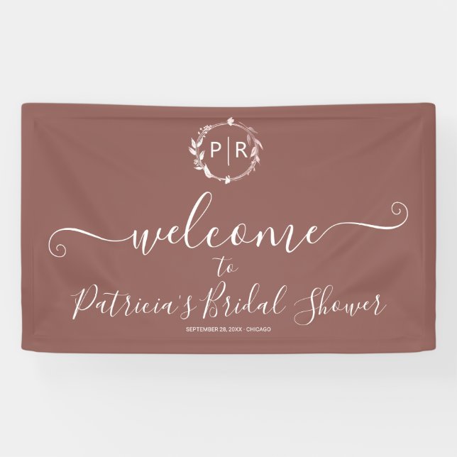 Monogram Brautschauer Willkommensschild Banner (Horizontal)