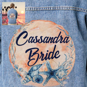 Monogram Bride Blue Watercolor-Muscheln   Starfish Jeansjacke