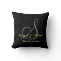 Monogram Bride Groom Names Wedding Keepake Pillow