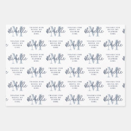 Monogram Bridesmaid Flower Girl Maid Honig Blue Geschenkpapier Set