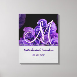 Monogram Bridge and Groom mit Lila Rose Leinwanddruck