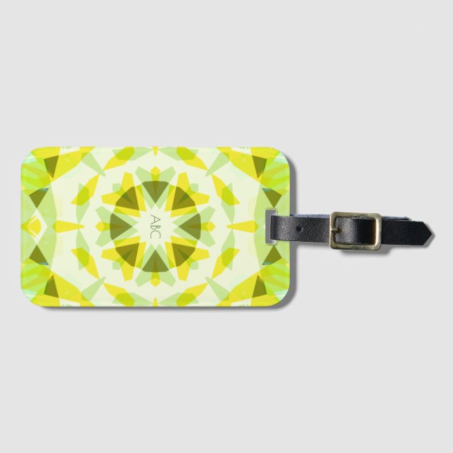 Monogram Bright Yellow Green Magic Star Girl Gepäckanhänger (Vorderseite (Horizontal))