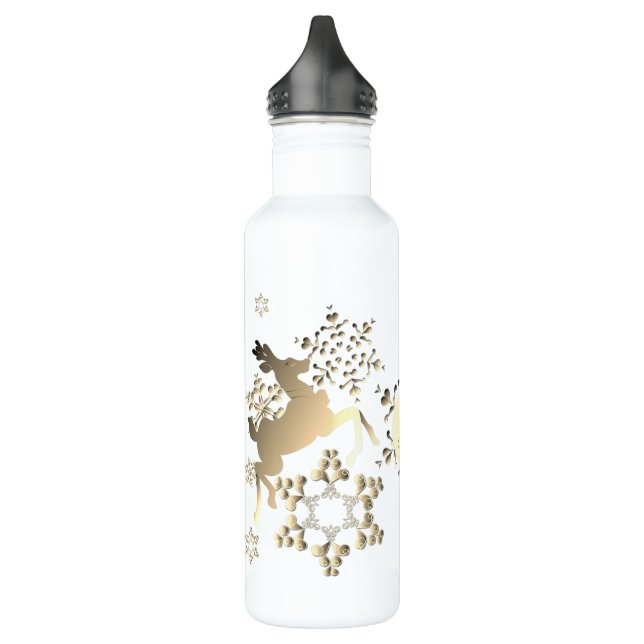 Monogram Bronze-like Dancing Rentier & Snowflakes Edelstahlflasche (Links)