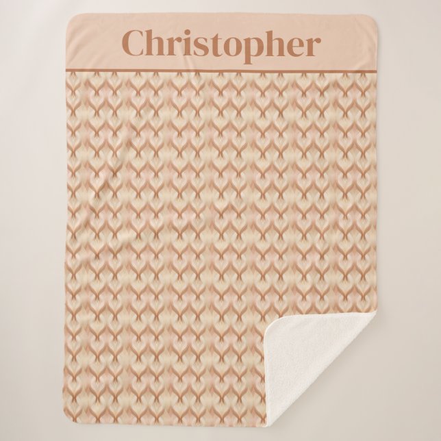 Monogram Brown Beige Cream Neutral Colors Sherpadecke (Vorderseite)
