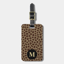 Monogram Brown Beige Giraffe Animal Geometric