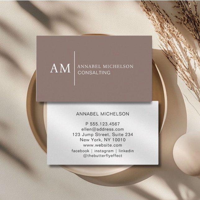 Monogram Brown Business Card Visitenkarte (Monogram Brown Business Card)