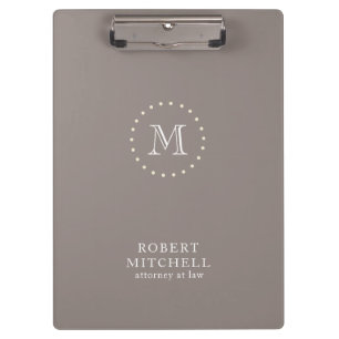 Monogram Brown Classic Elegante Business-Zwischena Klemmbrett