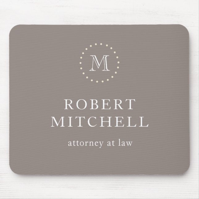 Monogram Brown Elegant Beruflich Mousepad (Vorne)