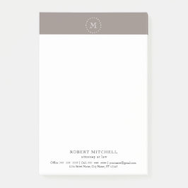 Monogram Brown Elegant Beruflich Post-it® Notes Post-it Klebezettel