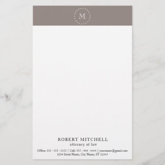 Monogram Brown Elegant Beruflich Stationery Briefpapier
