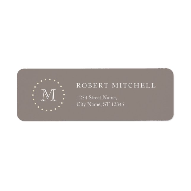 Monogram Brown Elegant Business Address Labels (Vorne)