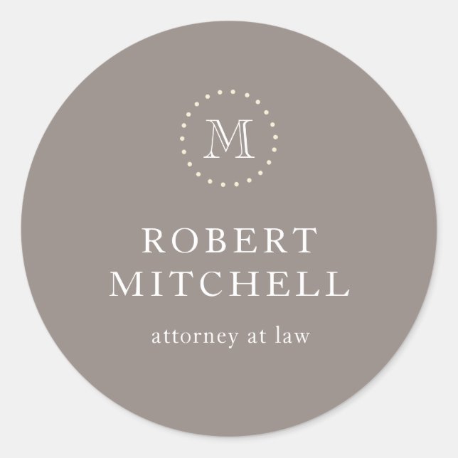 Monogram Brown Elegant Classic Business Sticker (Vorderseite)