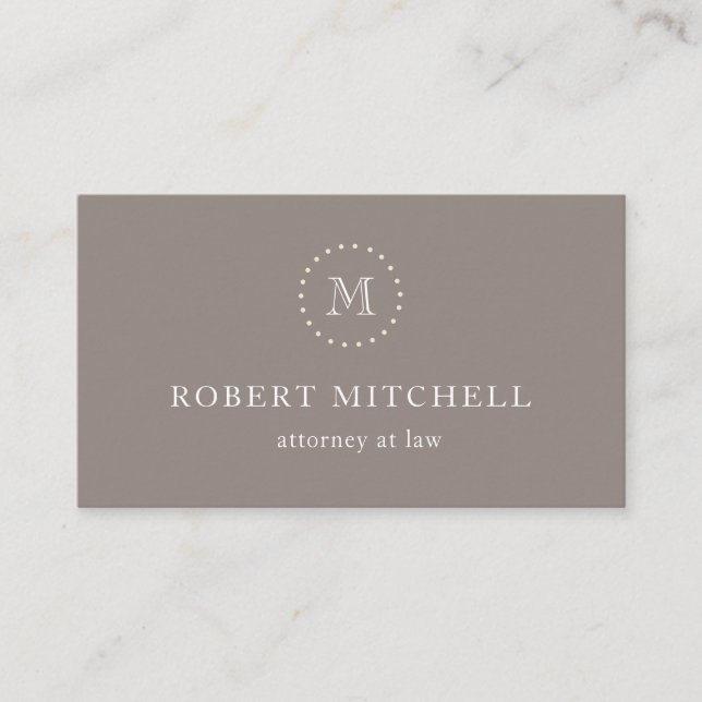 Monogram Brown Elegante Beruflich Business Card Visitenkarte (Vorderseite)