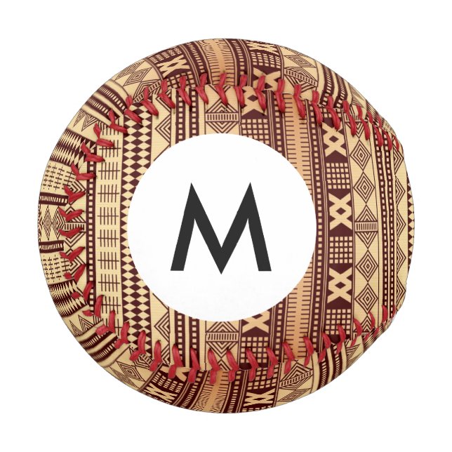Monogram Brown ethnische Textur Baseball (Vorderseite Links)