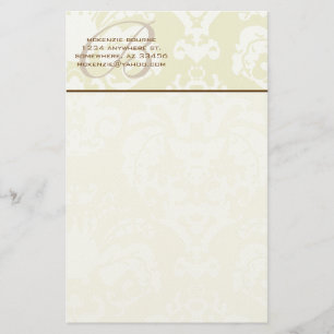 Monogram Brown Green & Creme Stationery Briefpapier