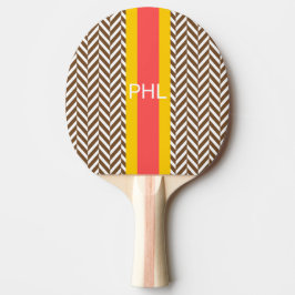 Monogram Brown Herringbone Ping Pong Paddle Tischtennis Schläger