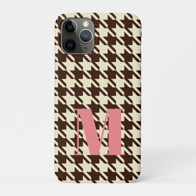 Monogram Brown Ivory Pepita Hahnentrittmuster Patt Case-Mate iPhone Hülle (Rückseite)