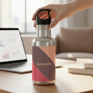 Monogram Brown und Maroon Striped Edelstahlflasche