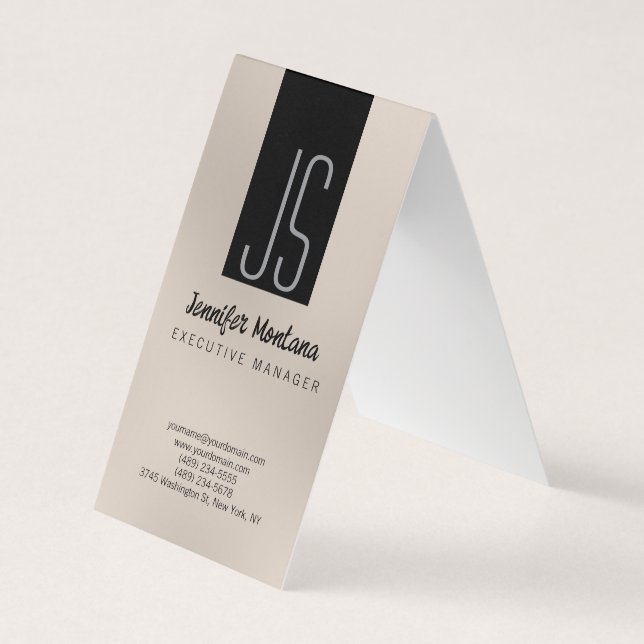 Monogram Browny Beige Black Manager Business Card Visitenkarten (Vorderseite)