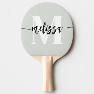 Monogram Brush Calligraphy Sage Green Tischtennis Schläger