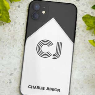 Monogram-Buchstaben Schwarz-weiß Retro Case-Mate iPhone Hülle