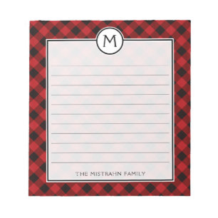Monogram Buffalo Kariert Red and Black Christmas Notizblock