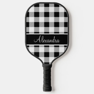 Monogram Buffalo Plaid White and Black Pickleball Schläger