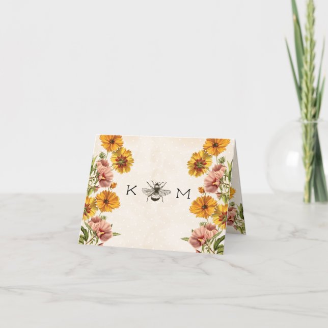 Monogram Bumble Bee Vielen Dank Karten (Vorderseite)