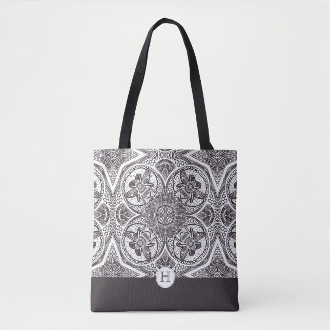 Monogram Bumblebees Mandala Tote Bag (Vorderseite)