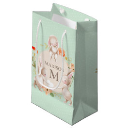 Monogram Bunny Rabbits Floral Baby Personalisiert Kleine Geschenktüte